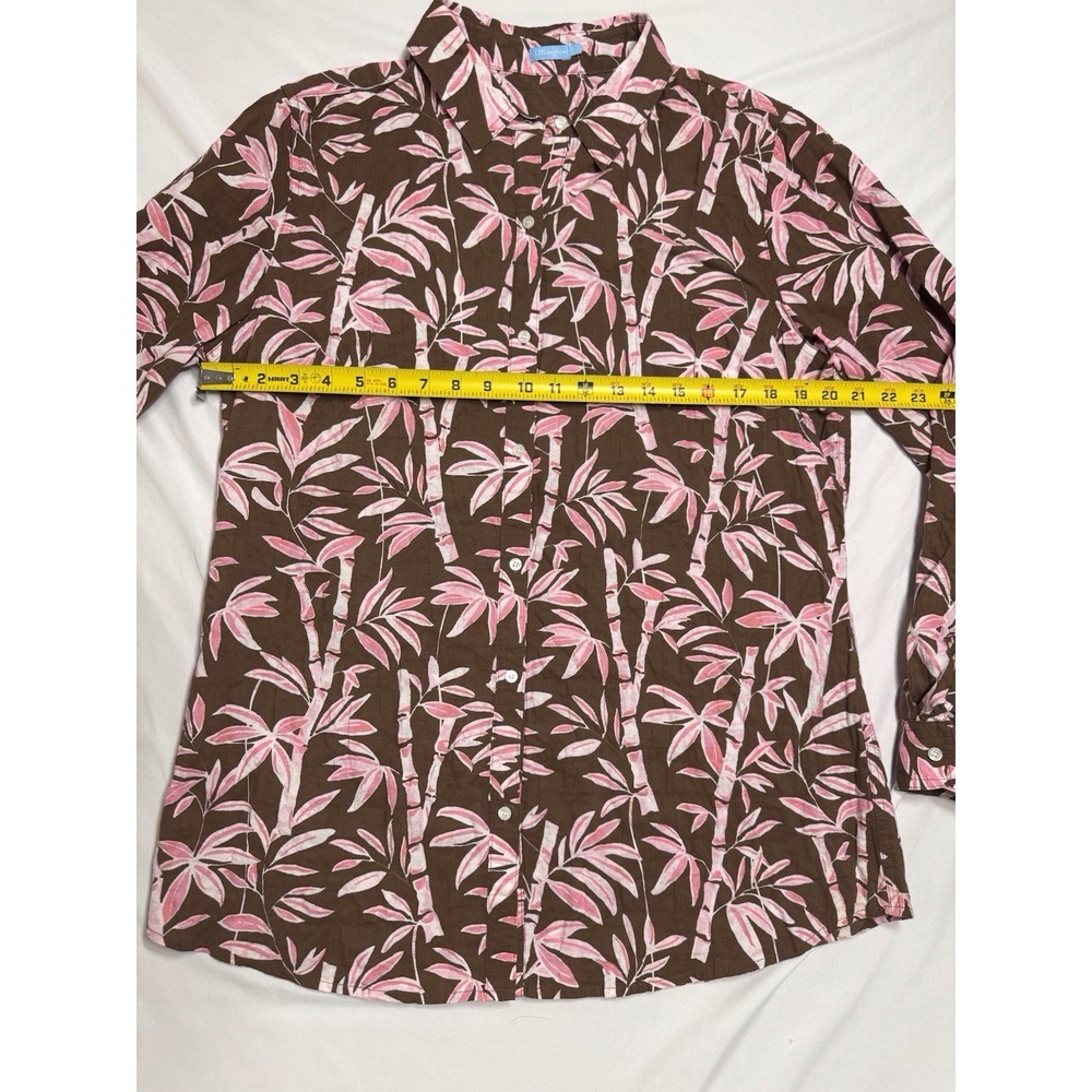 J.Mclaughlin Lois Blouse Brown/Pink Bamboo Grove Long Sleeve Womens Large - Picture 6 of 6